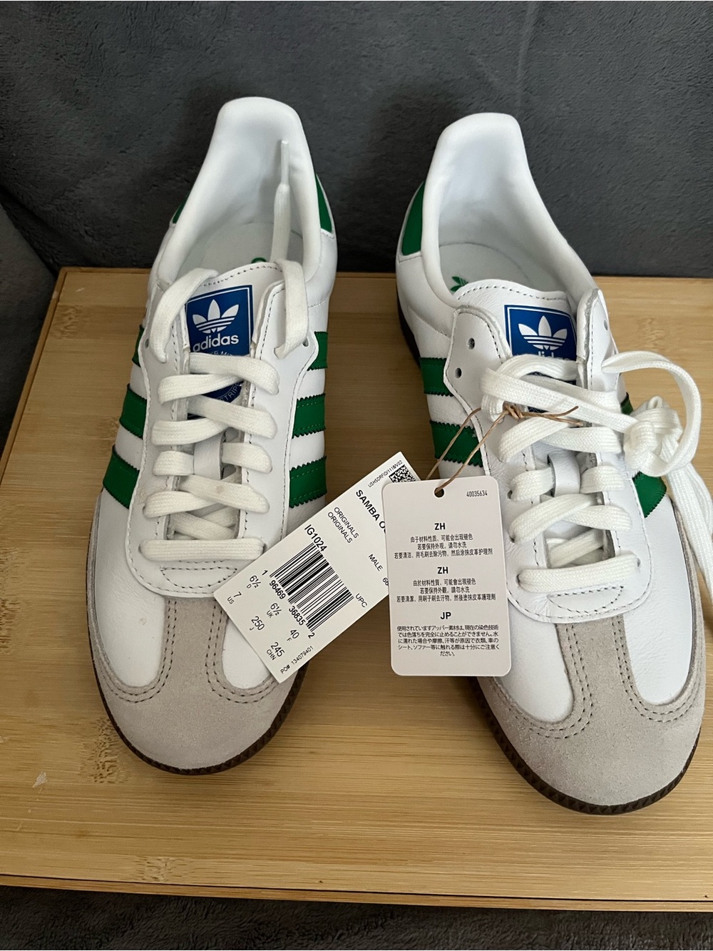 adidas Kids Samba Shoes - White & Green
